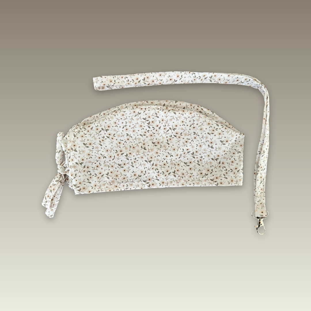 Calot médical en coton - Fleurs beige