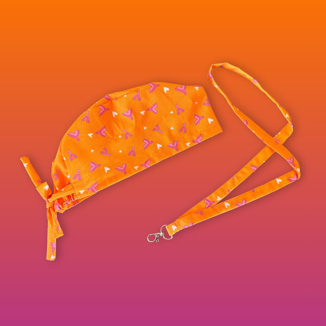 Calot médical en coton - Clitoris orange