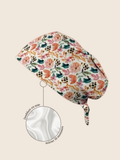 Calot médical coton doublé en soie - Fleurs aquarelle