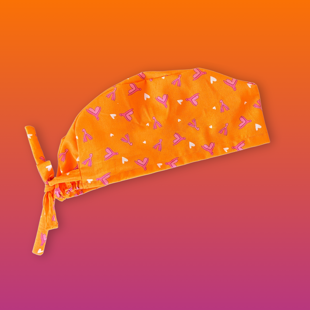 Calot médical en coton - Clitoris orange