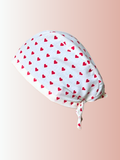 Calot médical en coton - Coeurs rouge