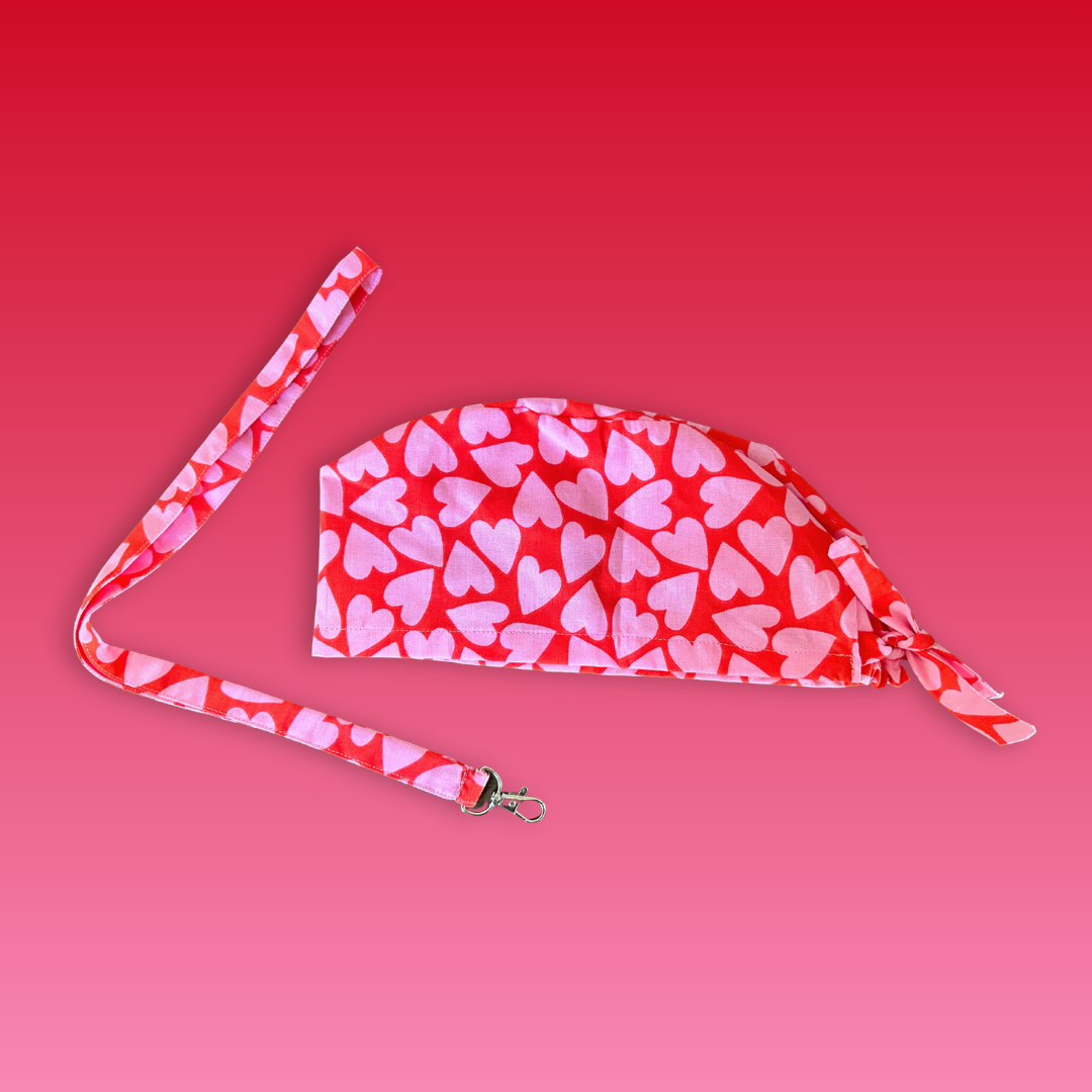 Calot médical en coton - Coeurs