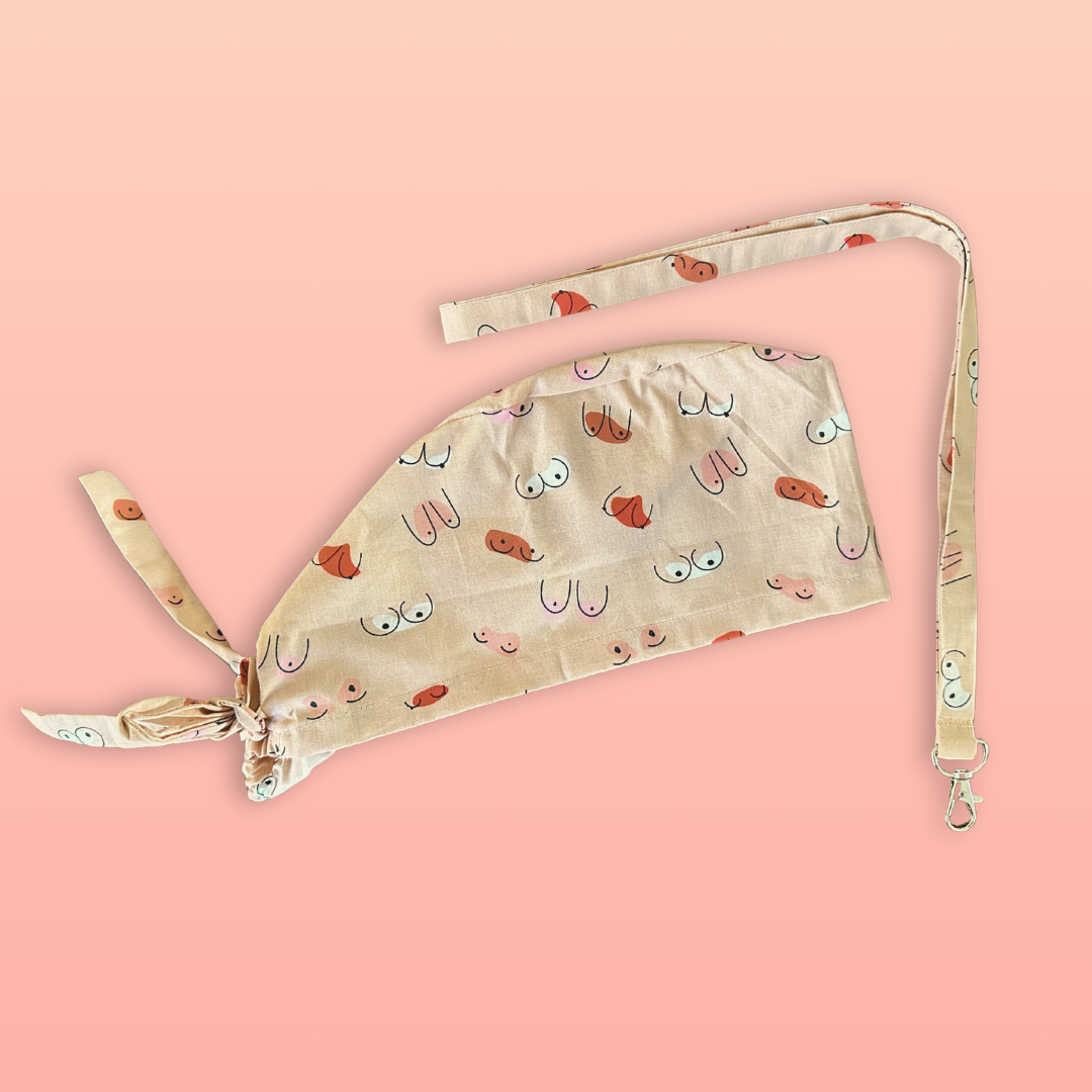 Calot médical en coton - Seins saumon