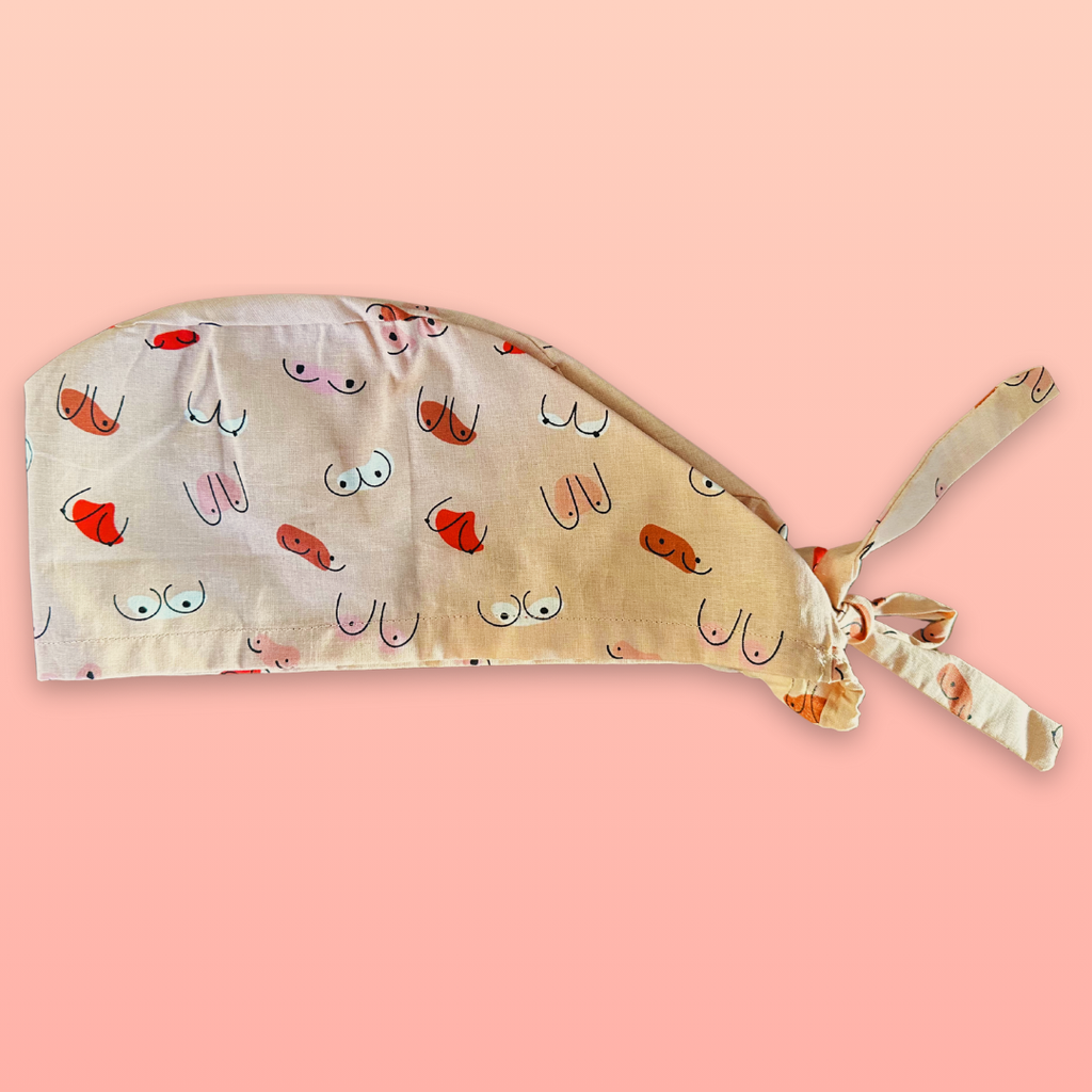 Calot médical en coton - Seins saumon