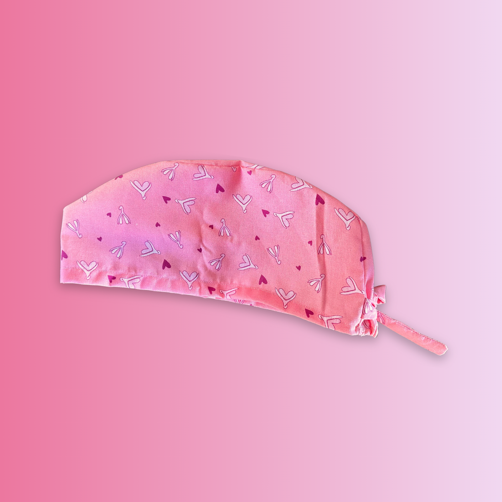 Calot médical en coton - Clitoris roses