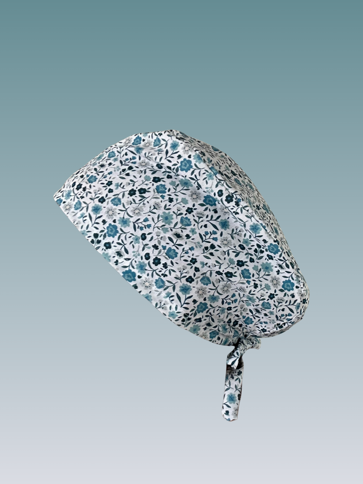 Calot médical en coton - Fleurs bleues