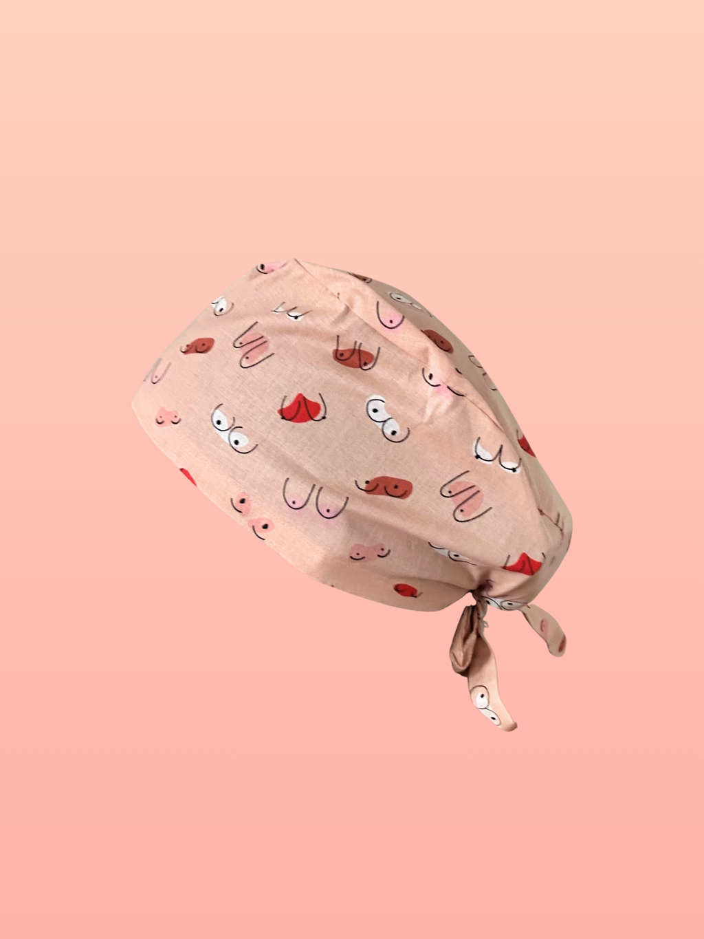 Calot médical en coton - Seins saumon