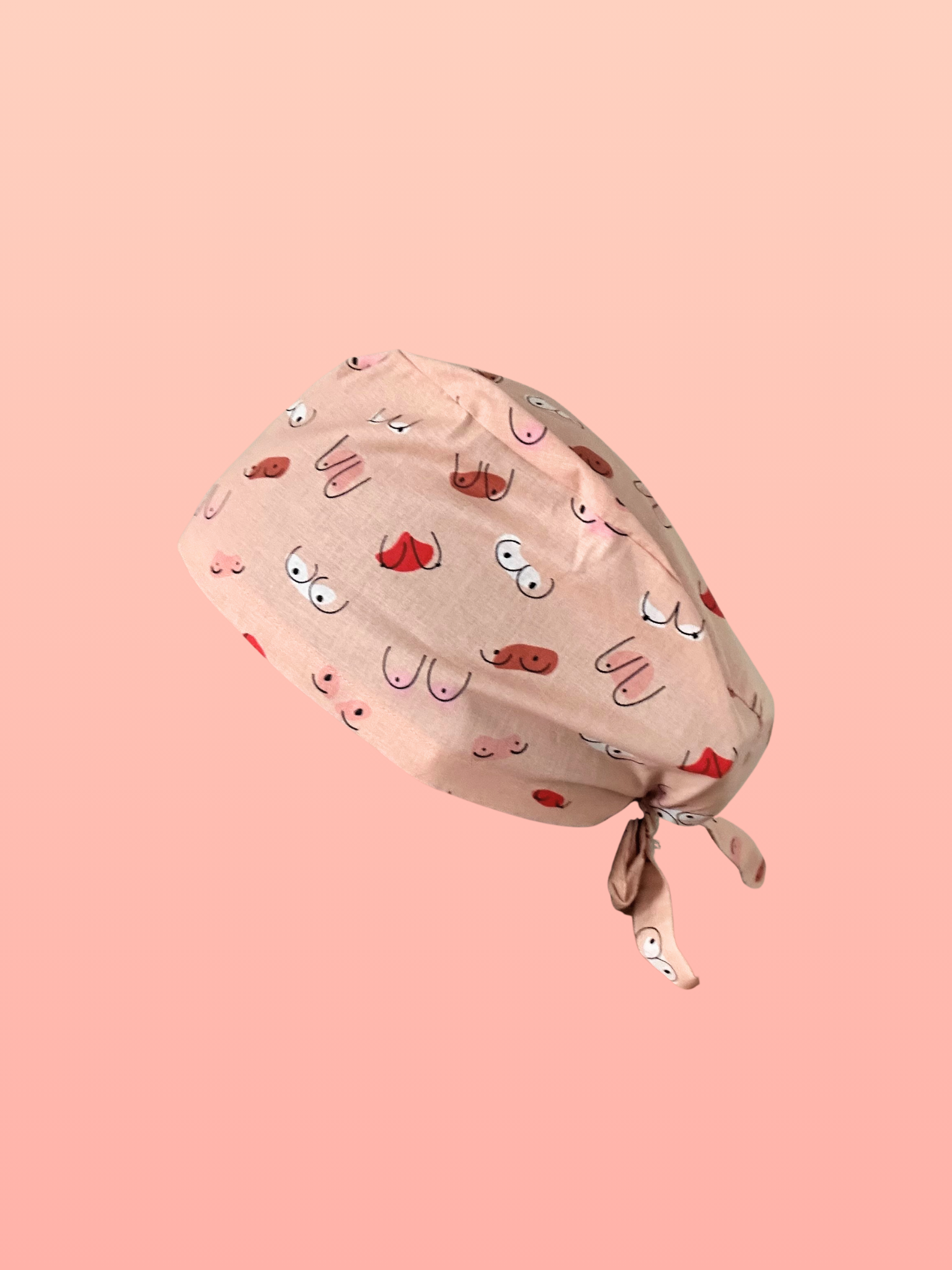 Calot médical en coton - Seins saumon