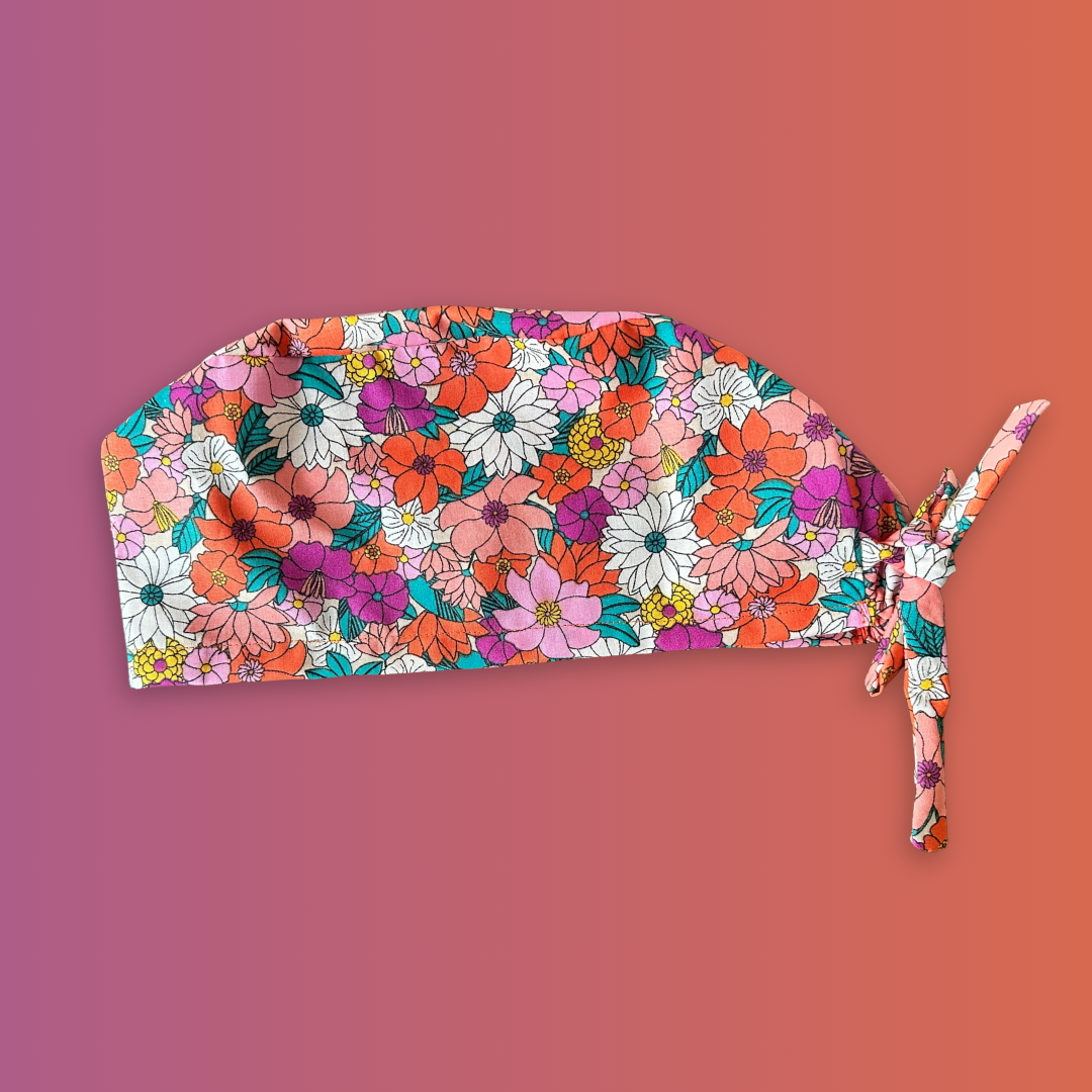 Calot médical en coton - Fleurs d'automne