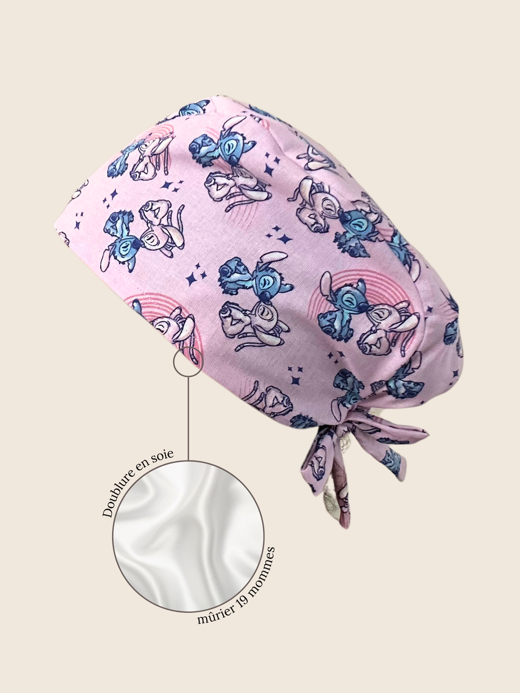 Calot médical coton doublé en soie - Stitch