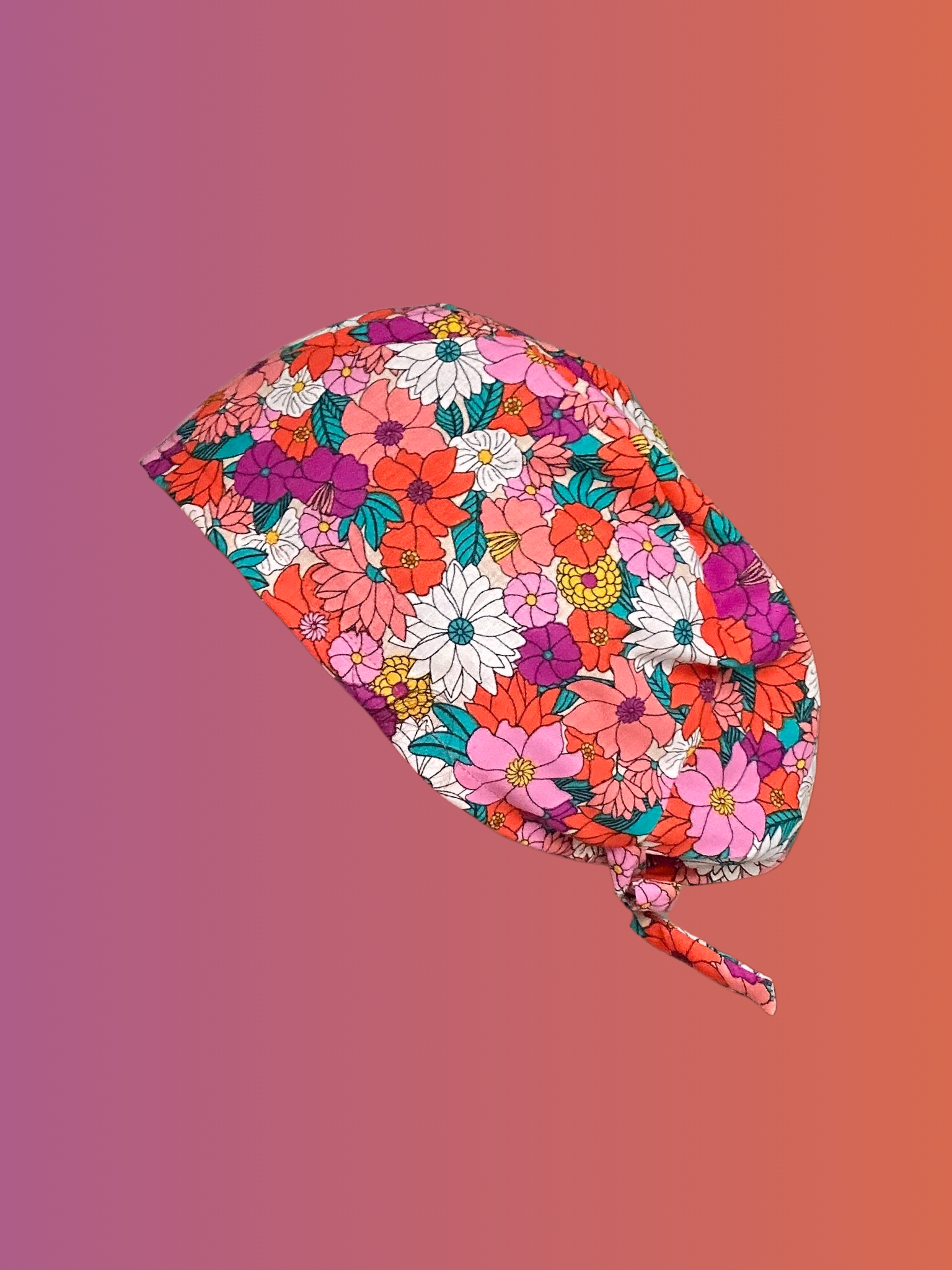 Calot médical en coton - Fleurs d'automne