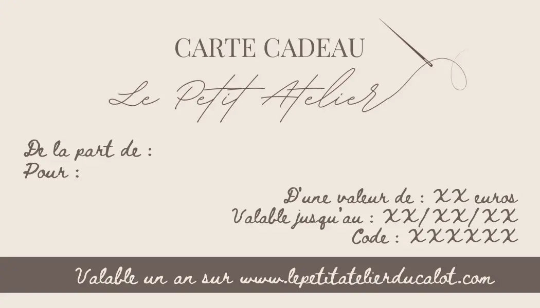 Carte cadeau - Le Petit Atelier du Calot Le Petit Atelier du Calot