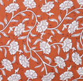 Calot médical coton doublé en soie - Coton indien fleurs brique et blanche