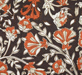 Calot médical coton doublé en soie - Coton indien fleurs brique et taupe