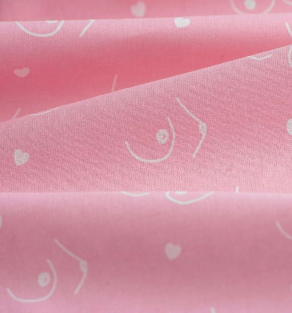 Calot médical en coton - Seins roses