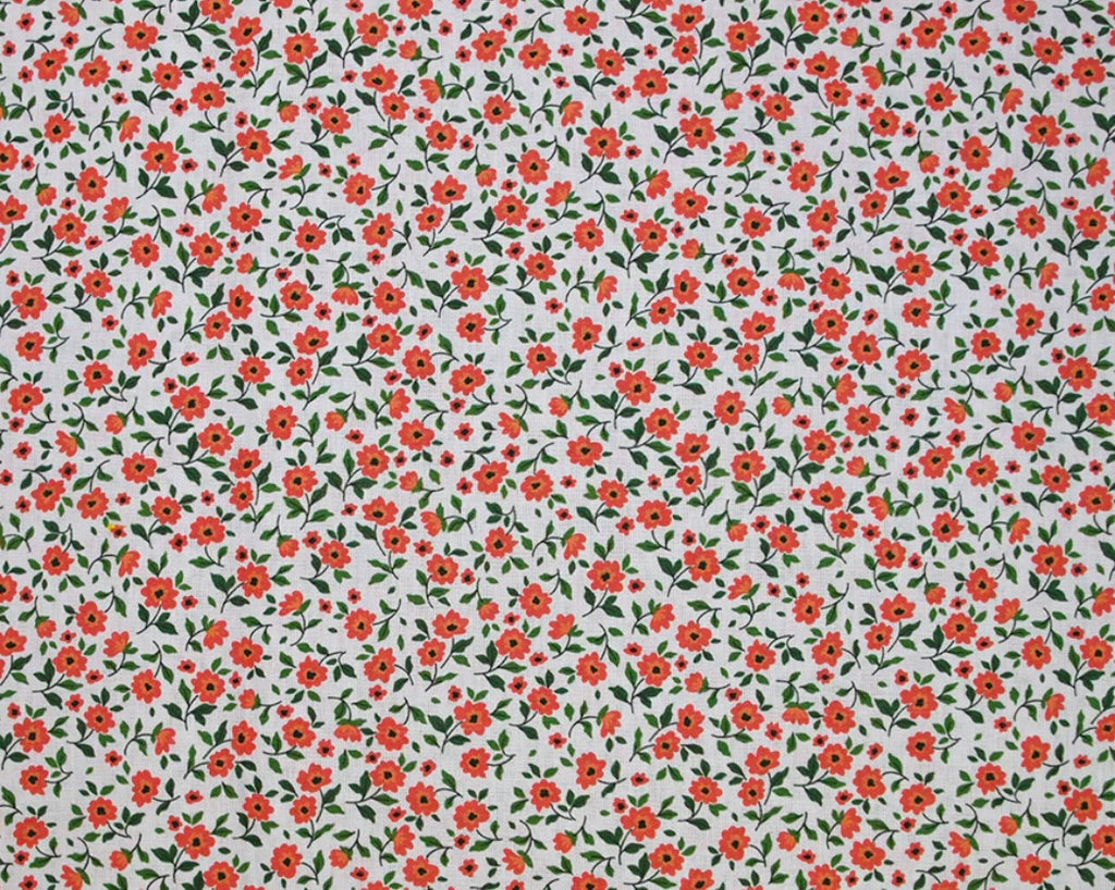 Calot médical en coton - Fleurs rouges