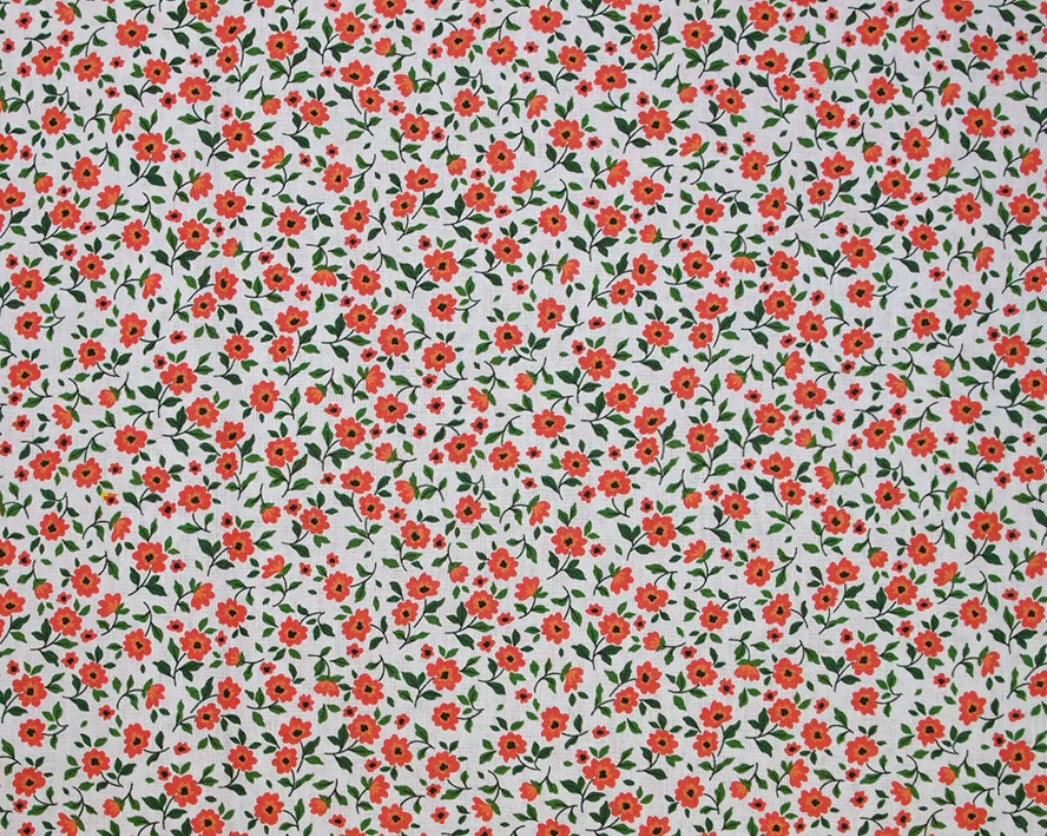 Calot médical en coton - Fleurs rouges