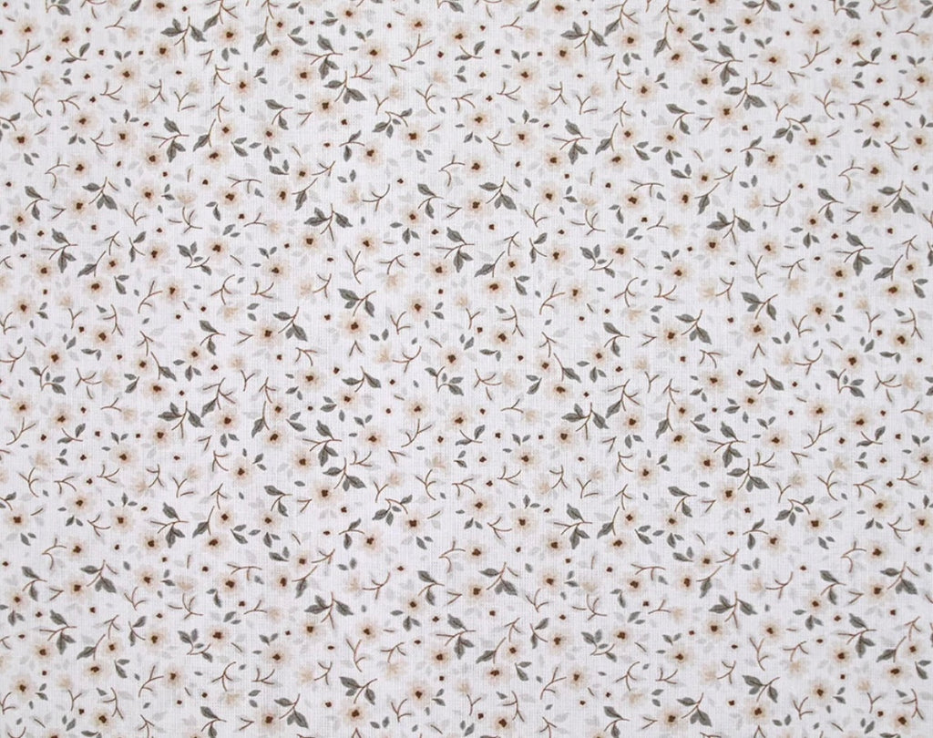 Calot médical en coton - Fleurs beige