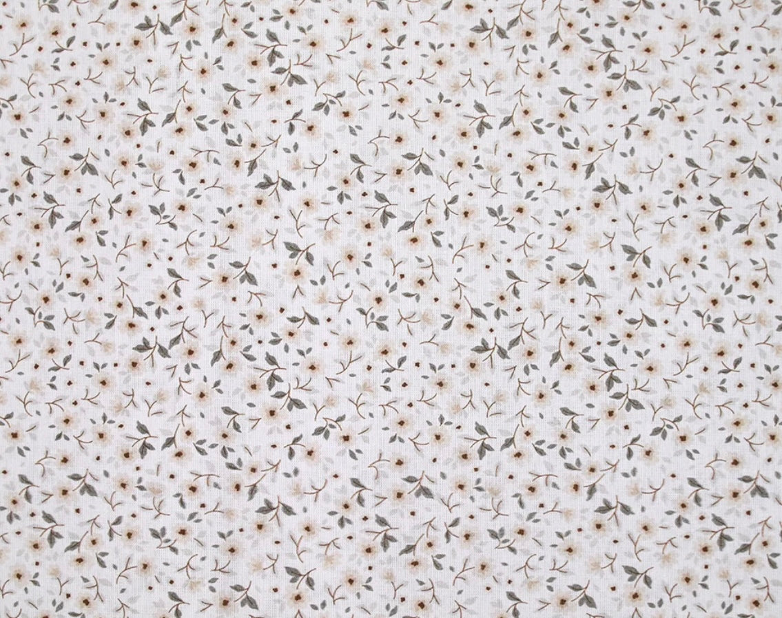 Calot médical en coton - Fleurs beige