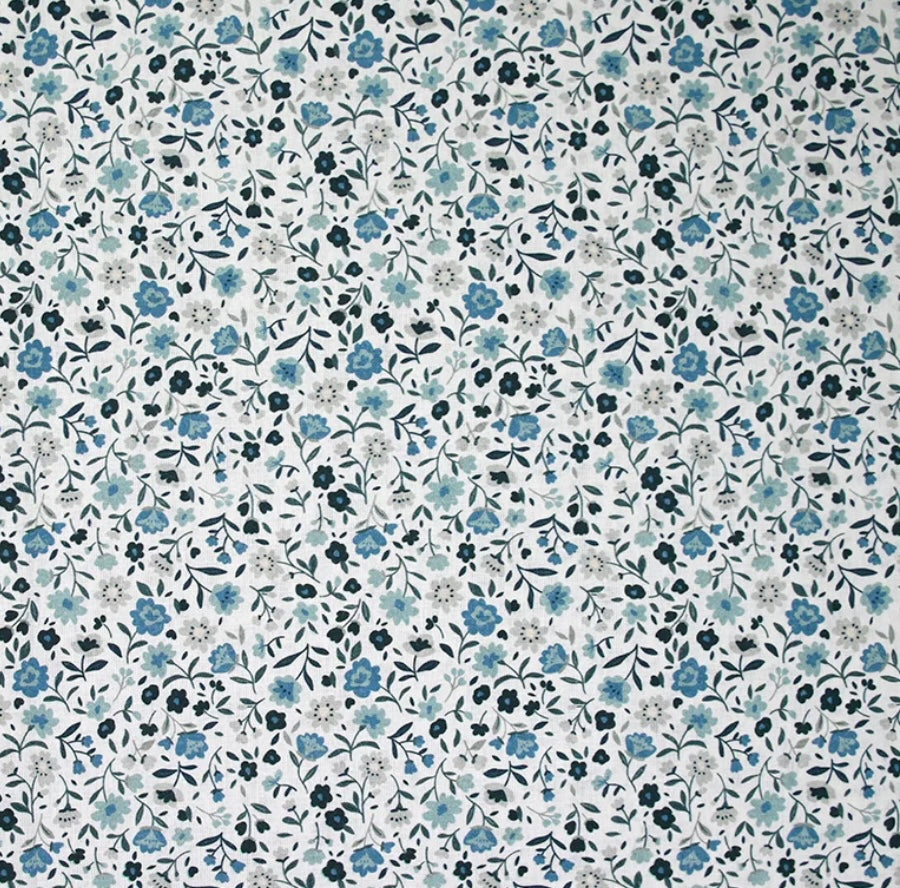 Calot médical en coton - Fleurs bleues