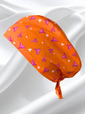 Calot doublé en soie + tour de cou - Clitoris orange