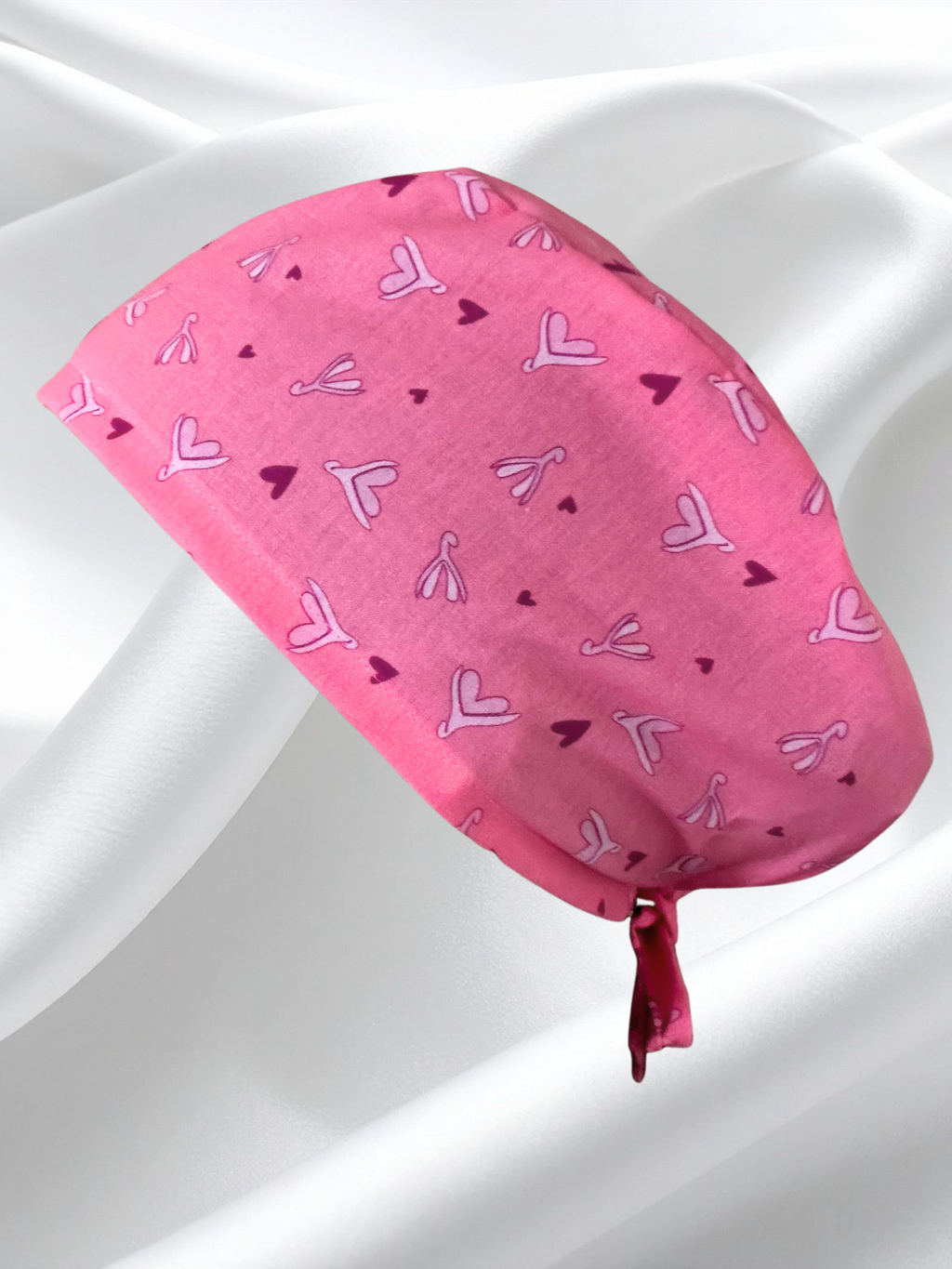 Calot médical coton doublé en soie - Clitoris rose