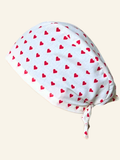 Calot médical en coton - Coeurs rouge