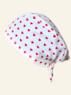 Calot médical en coton - Coeurs rouge