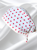Calot médical coton doublé en soie - Coeurs rouge