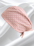 Calot médical coton doublé en soie - Eventail rose
