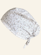 Calot médical en coton - Fleurs beige