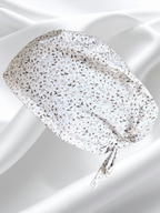 Calot doublé en soie + tour de cou - Fleurs beige