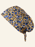 Calot médical en coton - Fleurs bleues et jaunes