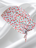 Calot médical coton doublé en soie - Fleurs rouge