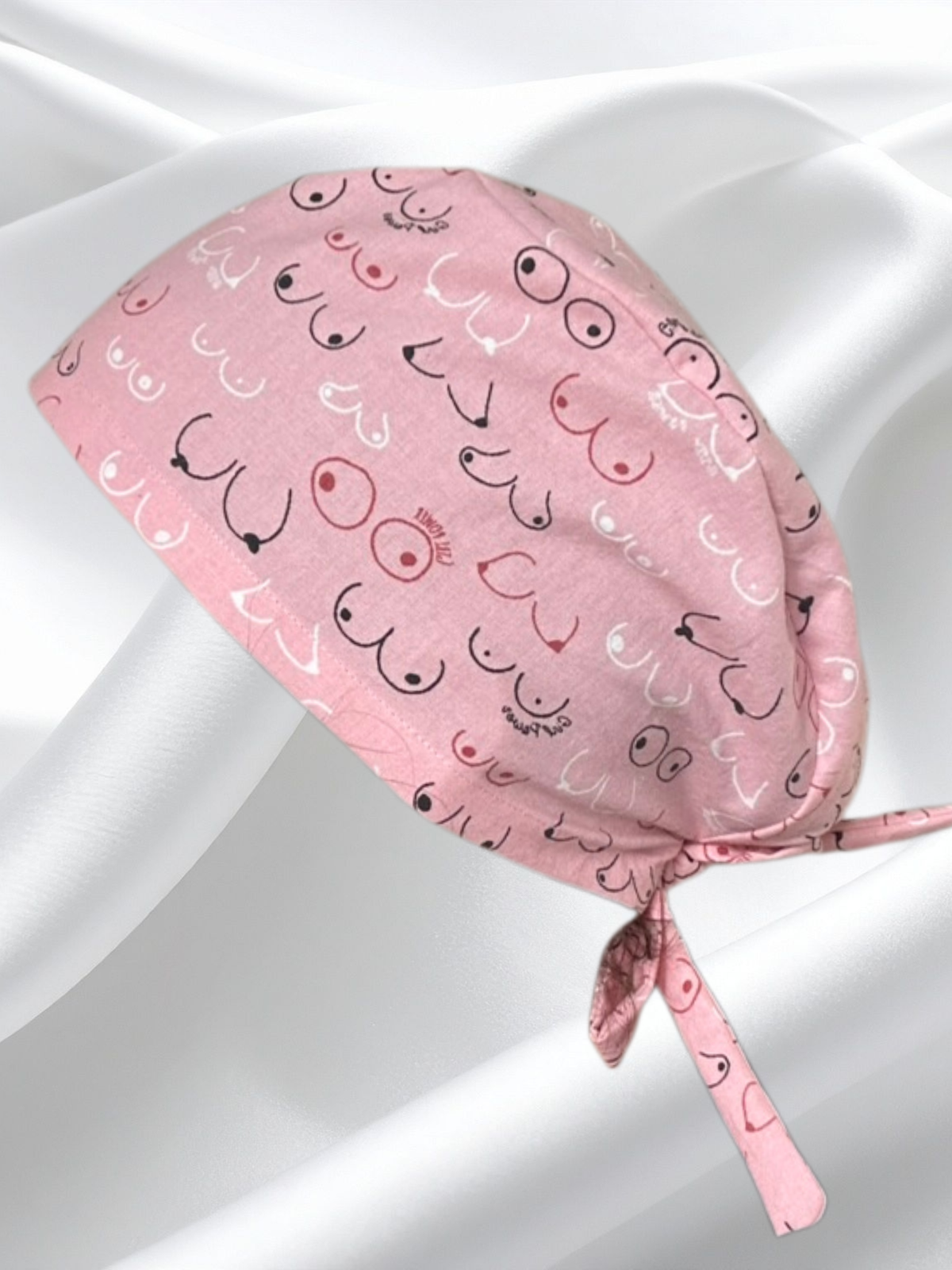 Calot médical coton doublé en soie - Seins noirs et roses