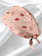 Calot médical coton doublé en soie - Seins saumon